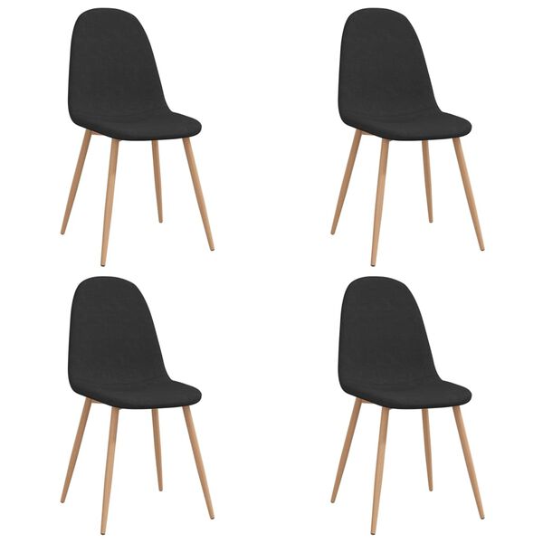 vidaXL Chaises &agrave; manger lot de 4 noir tissu