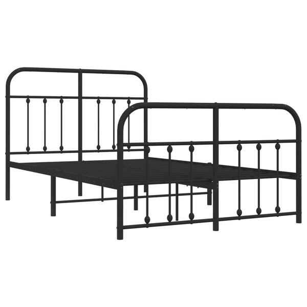 vidaXL Cadre de lit m&eacute;tal sans matelas avec pied de lit noir 120x200cm