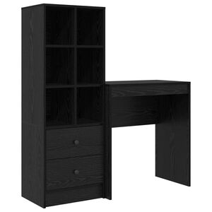 vidaXL Bureau avec tiroir avec &eacute;tag&egrave;re avec stockage 2 pcs Ch&ecirc;ne noir