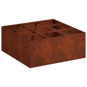 vidaXL Cache-pot de jardin Rouill&eacute; 100 x 100 x 30 cm Acier patin&eacute;