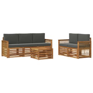 vidaXL Ensemble de canap&eacute;s d'ext&eacute;rieur 6 pc Naturel et Anthracite