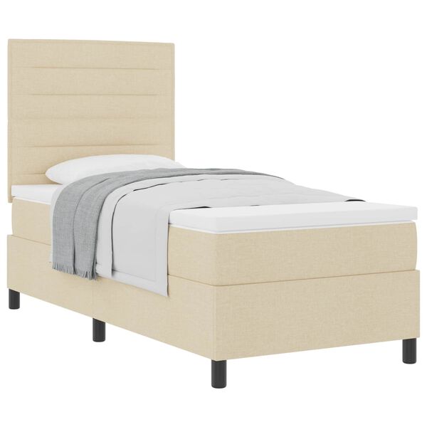 vidaXL Lit &agrave; ressorts avec matelas Cr&egrave;me 80 x 200 cm tissu