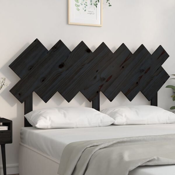 vidaXL T&ecirc;te de lit Noir 151,5x3x81 cm Bois massif de pin