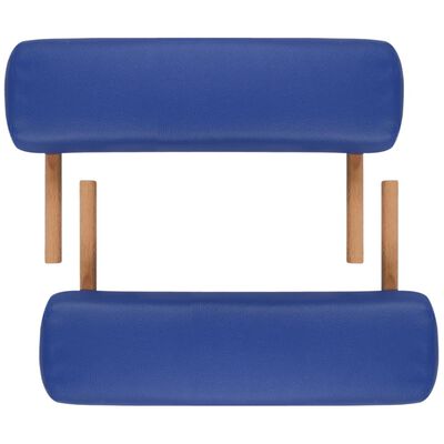 vidaXL Table pliable de massage Bleu 3 zones avec cadre en bois