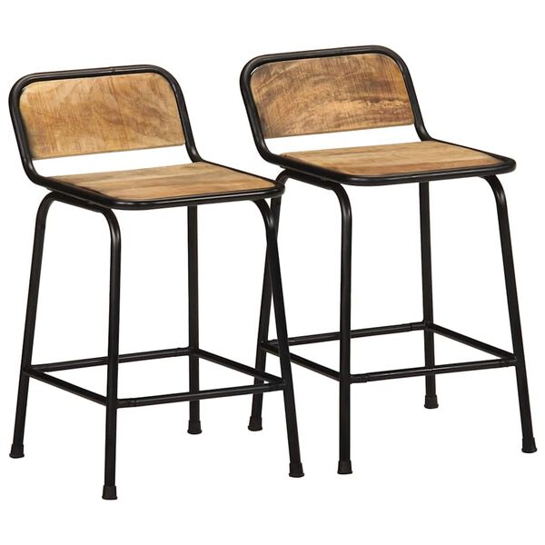 vidaXL Tabourets de bar lot de 2 pcs bois massif manguier brut
