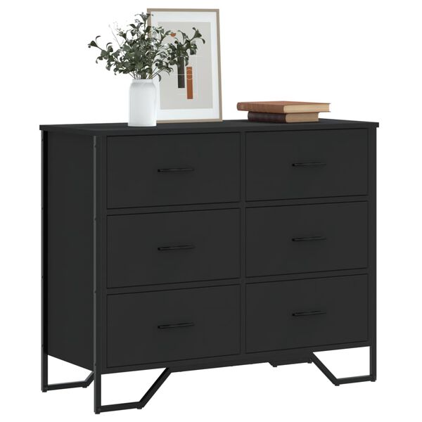 vidaXL Commode noir 91x35,5x74,5 cm bois d'ingénierie