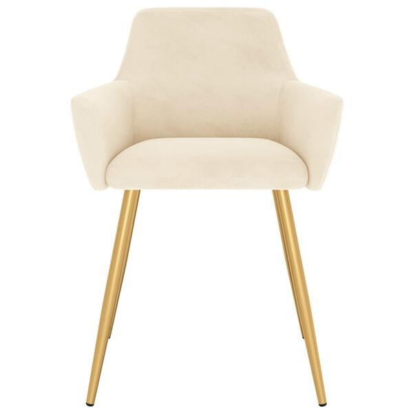 vidaXL Chaises &agrave; manger lot de 2 Cr&egrave;me Velours