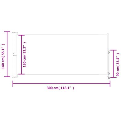 vidaXL Auvent latéral rétractable de patio 140x300 cm Bleu