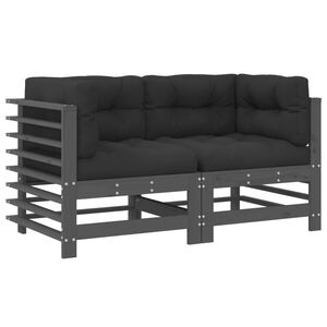 vidaXL Canap&eacute;s d'angle avec coussins 2 pcs gris bois de pin massif