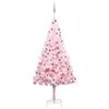 vidaXL Arbre de No&euml;l artificiel pr&eacute;-&eacute;clair&eacute; et boules rose 210 cm PVC