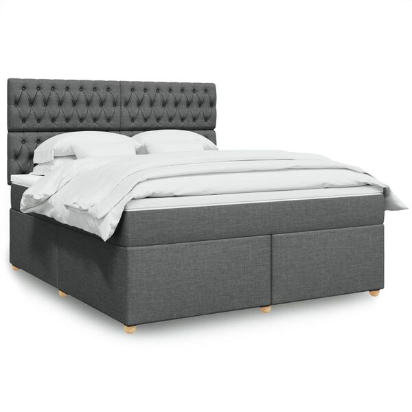 vidaXL Sommier &agrave; lattes de lit avec matelas Gris fonc&eacute; 180x200cm Tissu