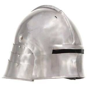 vidaXL Casque de chevalier m&eacute;di&eacute;val antique pour GN Argent&eacute; Acier