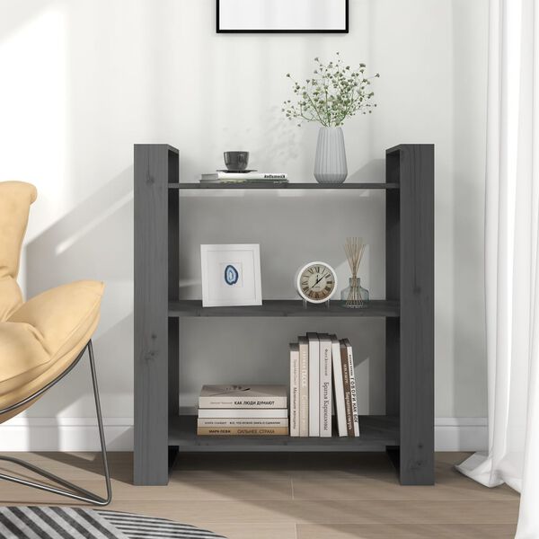 vidaXL Biblioth&egrave;que/S&eacute;parateur de pi&egrave;ce Gris 80x35x91 cm Pin solide