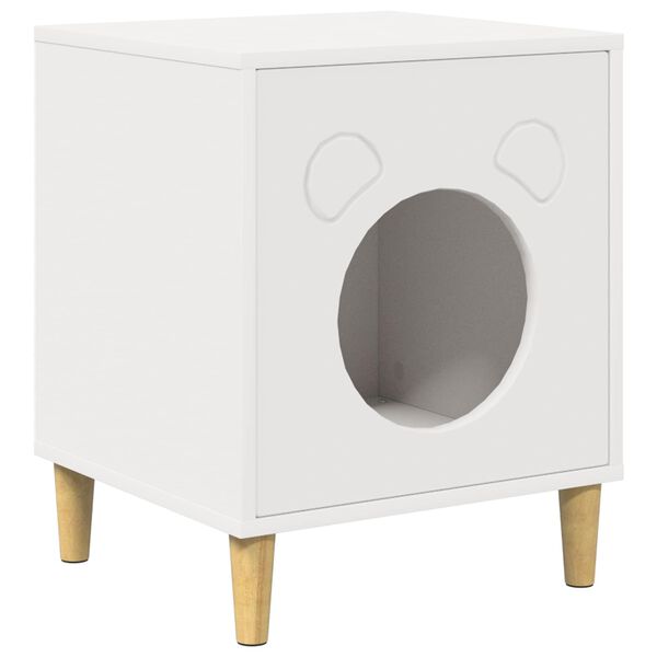 vidaXL Maison pour chat Blanc 42,5 x 40 x 53 cm Bois d'ing&eacute;nierie