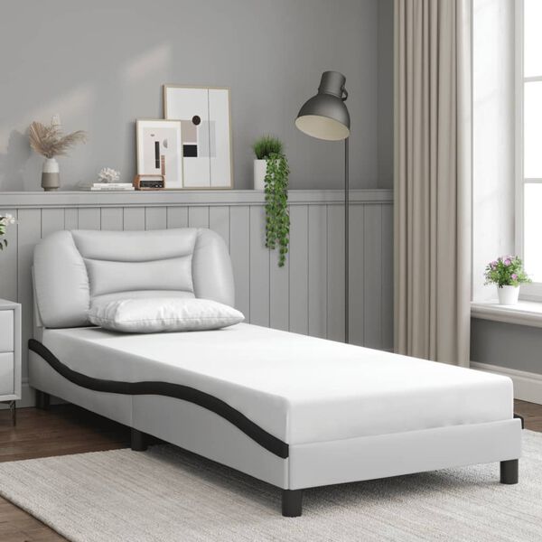 vidaXL Cadre de lit avec LED sans matelas Hvar blanc et noir 80x200 cm