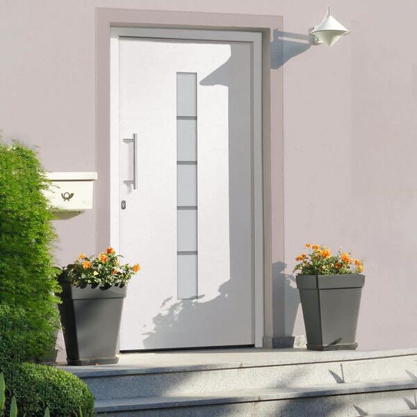 vidaXL Porte d'entr&eacute;e Aluminium et PVC Blanc 100x210 cm
