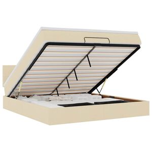 vidaXL Lit ottoman avec matelas et LED cr&egrave;me 180x200cm tissu