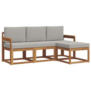 vidaXL Ensemble de canap&eacute;s d'ext&eacute;rieur 4 pcs Gris Naturel et Clair