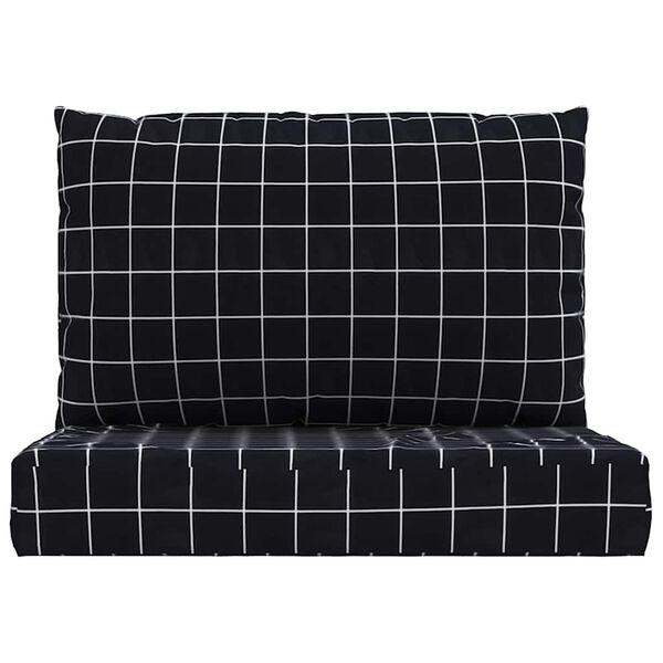 vidaXL Coussins de palette lot de 2 motif &agrave; carreaux noir tissu Oxford