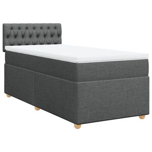 vidaXL Sommier &agrave; lattes de lit avec matelas gris fonc&eacute; 90x190 cm simple tissu