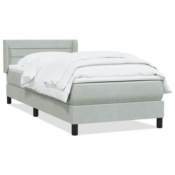vidaXL Sommier &agrave; lattes de lit et matelas gris clair 80x220 cm velours