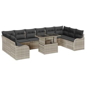 vidaXL Ensemble de canap&eacute; de jardin 11 pcs Gris clair Poly Rattan