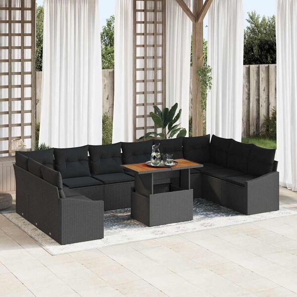 vidaXL Ensemble de salle &agrave; manger pour jardin 11 pcs Noir et Marron