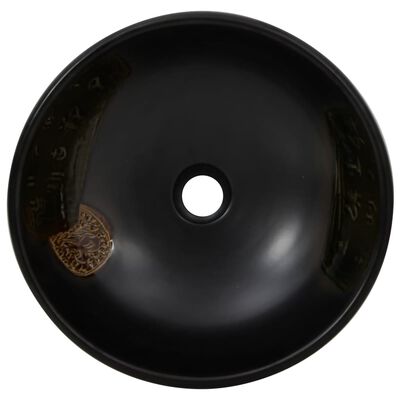 vidaXL Vasque à poser noir rond Φ41x14 cm céramique