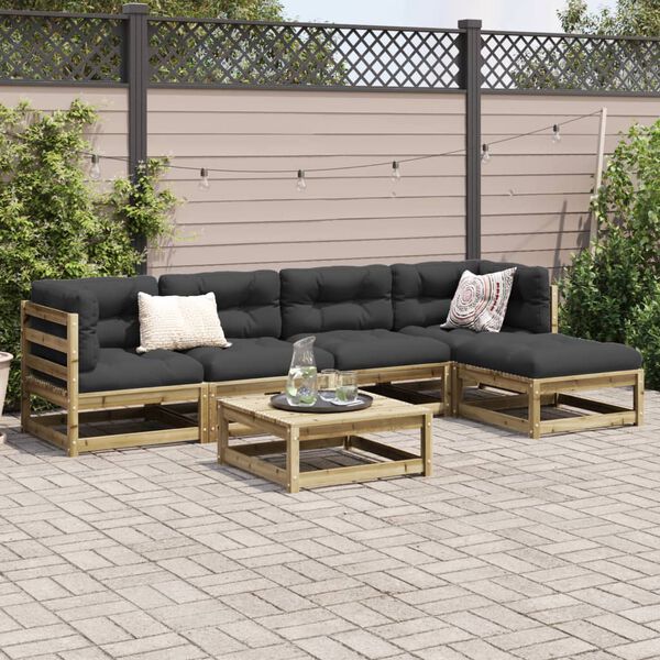 vidaXL Salon de jardin 6 pcs bois de pin impr&eacute;gn&eacute;