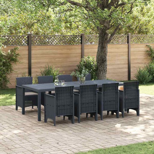 vidaXL Ensemble de salle à manger pour jardin 9 pcs Anthracite