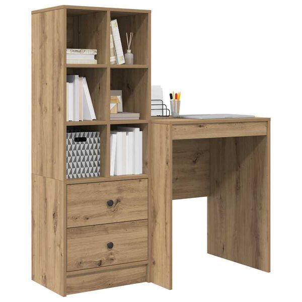 vidaXL Bureau avec tiroir 2 pcs Ch&ecirc;ne artisanal
