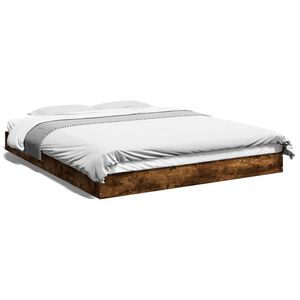 vidaXL Cadre de lit sans matelas ch&ecirc;ne fum&eacute; 160x200 cm bois ing&eacute;nierie