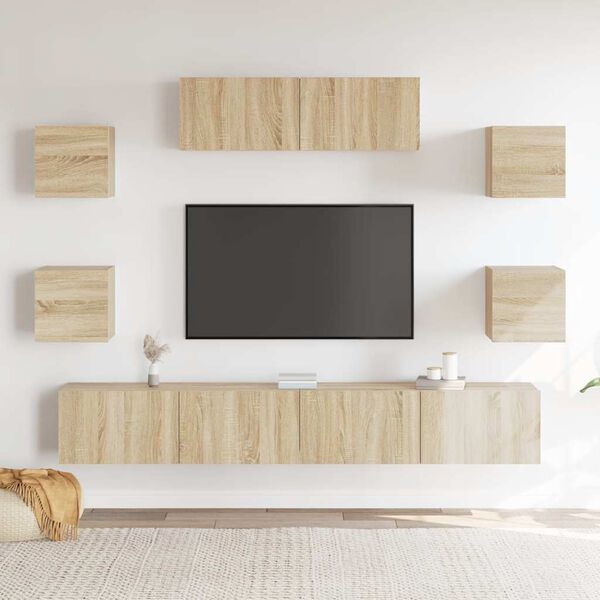 vidaXL Ensemble de meubles TV 7 pcs Ch&ecirc;ne sonoma Bois d'ing&eacute;nierie