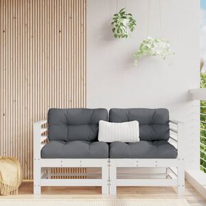 vidaXL Canap&eacute;s d'angle avec coussins 2 pcs blanc bois de pin massif