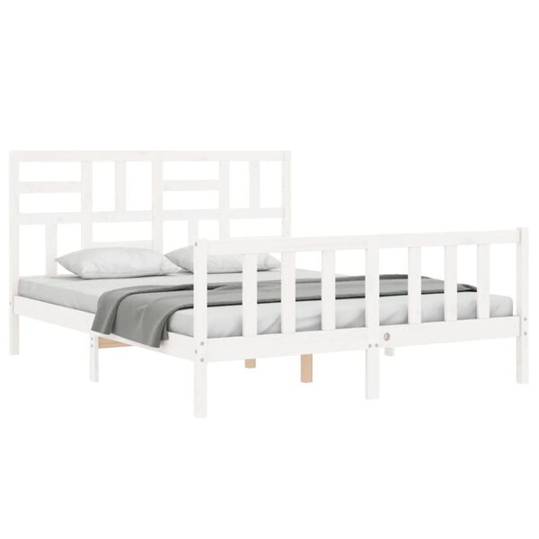 vidaXL Cadre de lit sans matelas blanc bois de pin massif