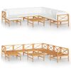 vidaXL Salon de jardin 9 pcs avec coussins cr&egrave;me Bois de teck solide