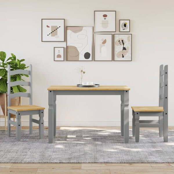 vidaXL Table &agrave; manger Corona gris 112x60x75 cm bois massif de pin