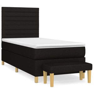 vidaXL Sommier &agrave; lattes de lit avec matelas Noir 90x190 cm Tissu