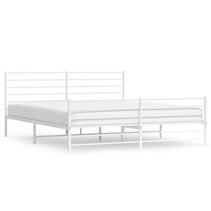 vidaXL Cadre de lit m&eacute;tal sans matelas et pied de lit blanc 183x213 cm