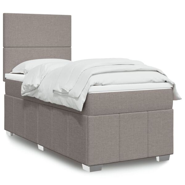 vidaXL Sommier &agrave; lattes de lit avec matelas Taupe 90x190 cm Tissu