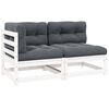 vidaXL Salon de jardin 2 pcs avec coussins Blanc Bois de pin massif