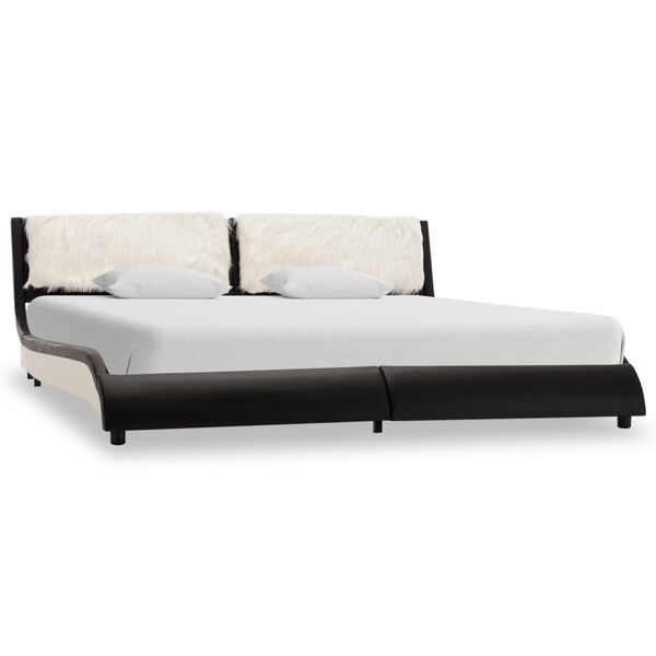 vidaXL Cadre de lit sans matelas noir et blanc similicuir 180x200 cm