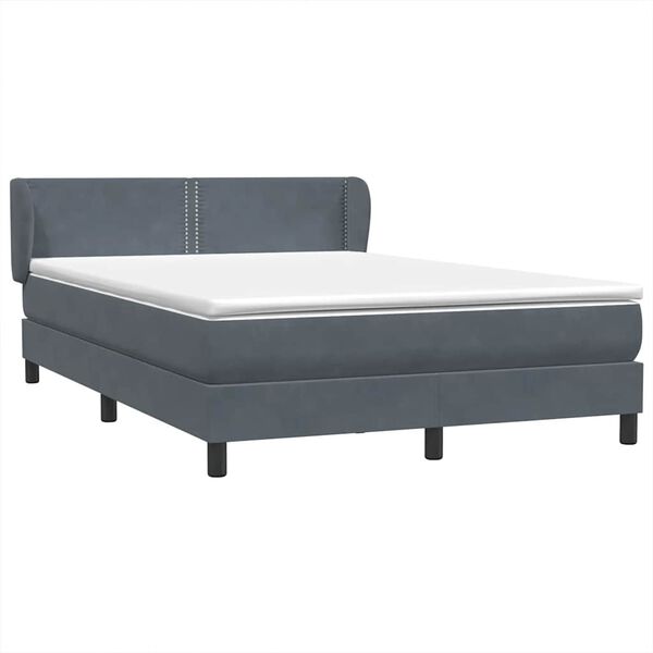 vidaXL Sommier &agrave; lattes de lit et matelas gris fonc&eacute; 140x220cm velours