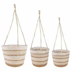 vidaXL 3 pc Naturel, Blanc et Beige &Oslash;26 x 19 cm 100 % Herbe de mer