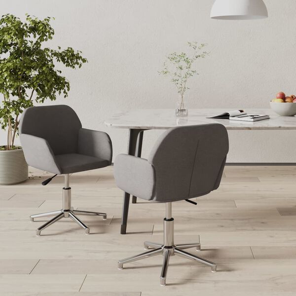 vidaXL Chaises pivotantes &agrave; manger lot de 2 Gris clair Tissu