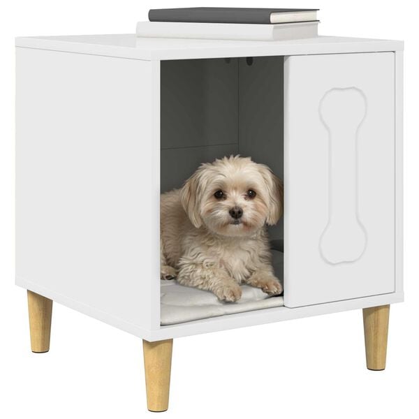 vidaXL Maison pour Chiens Blanc Brillant 44 x 42 x 49 cm