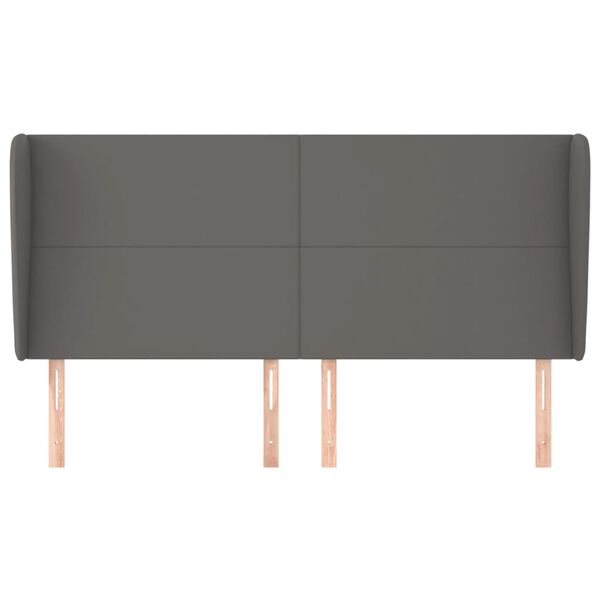 vidaXL T&ecirc;te de lit avec oreilles Gris 203x23x118/128 cm Similicuir