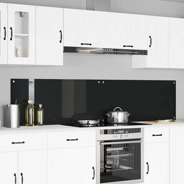 vidaXL Protection de cuisine 2 pcs Noir 110 x 50 cm verre trempé