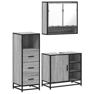 vidaXL Ensemble de meubles de salle de bain 3 pcs Sonoma gris