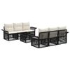 vidaXL Ensemble de canap&eacute; de jardin 7 pc Noir 55 x 55 x 37 cm